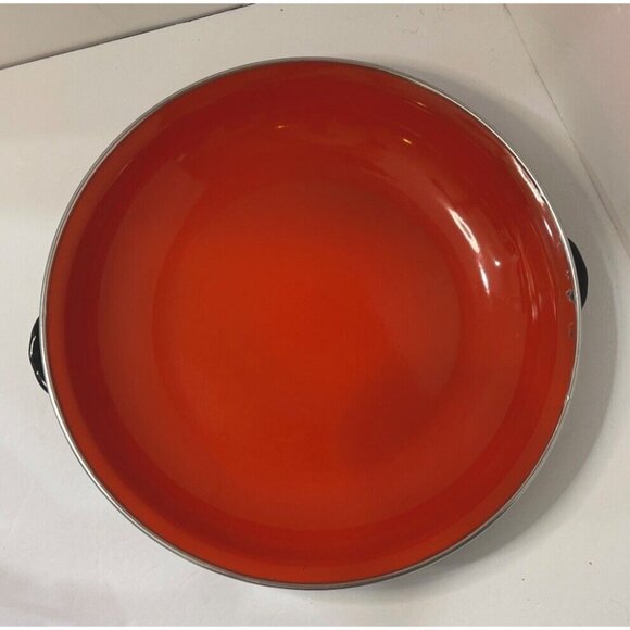 Vintage MCM Emo Celji Nesting Enamel Saute Pan Yugoslavia Porcelain Enamel Red N - Picture 4 of 8